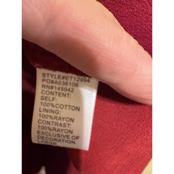 Eden Society Y2K Maroon Sleeveless Top Shirt Sheer Lace Lined Women's Sz Large - Picture 5 of 8